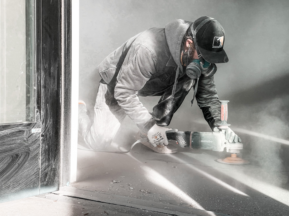 Kolton working on concrete